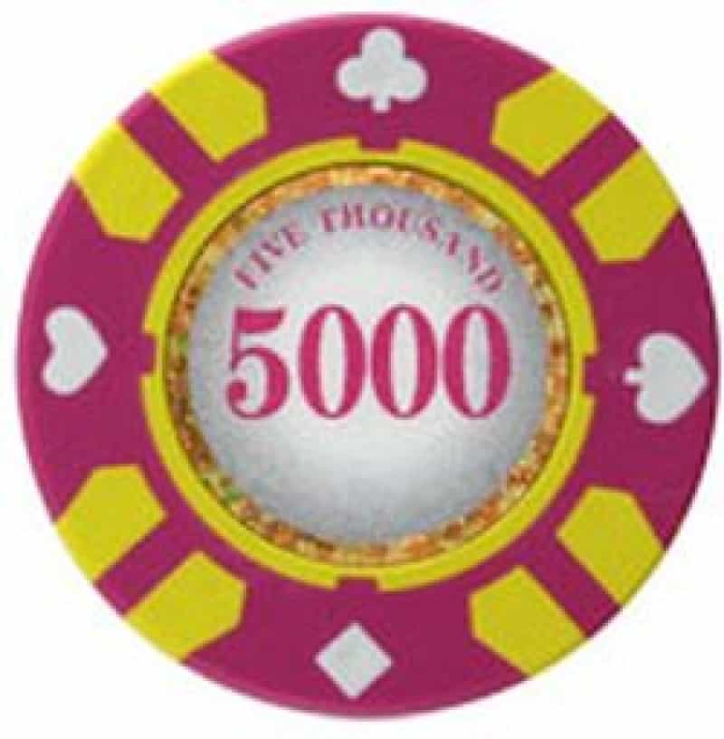 Stripe Suited V2 Clay Poker Chip $5000 13.5G Sold By The Roll