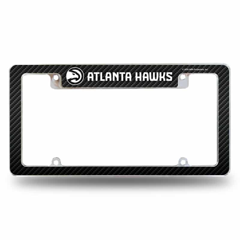 Rico Industries Nba Basketball Atlanta Hawks Black 12" X 6" Chrome All Over Automotive License Plate Frame