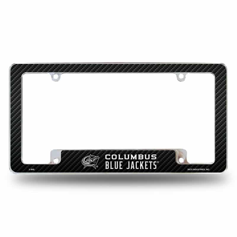 Rico Industries Nhl Hockey Columbus Blue Jackets Black 12" X 6" Chrome All Over Automotive License Plate Frame
