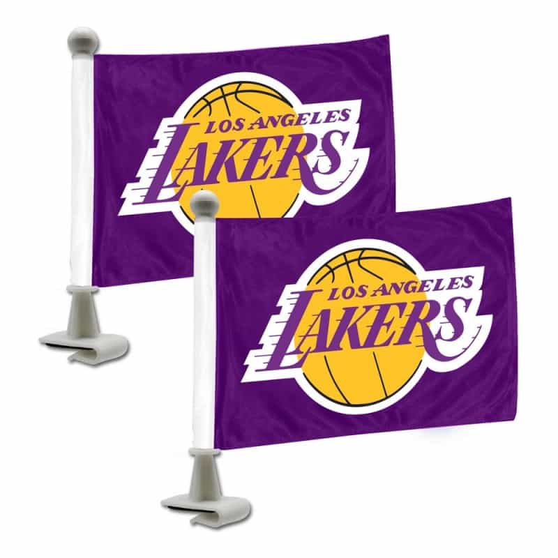 Los Angeles Lakers Ambassador Car Flags - 2 Pack Mini Auto Flags, 4In X 6In