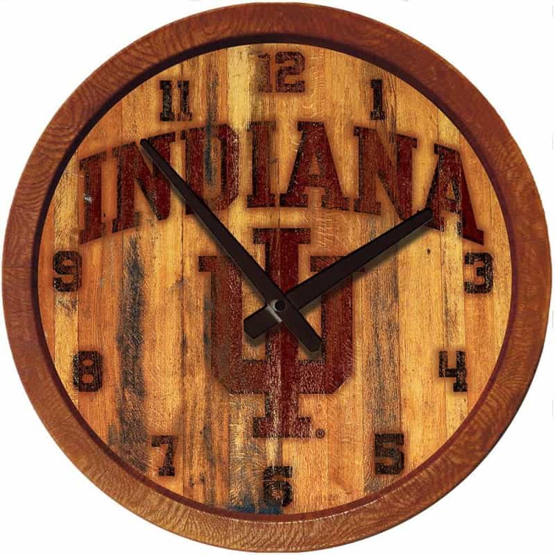 Indiana Hoosiers: Branded "Faux" Barrel Top Wall Clock