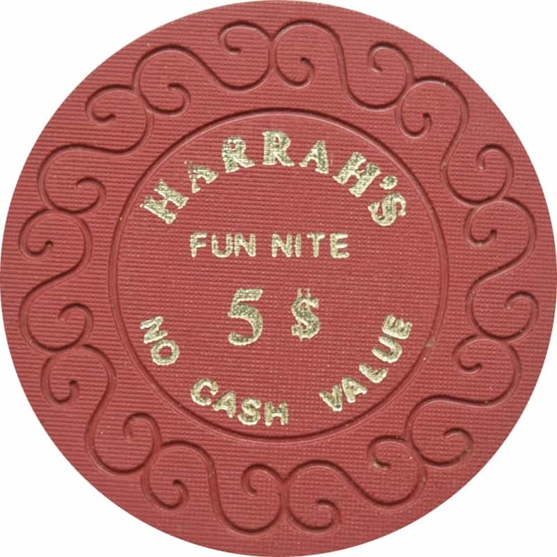 Harrah's Marina Casino Atlantic City New Jersey $5 Fun Nite Ncv Scroll Chip