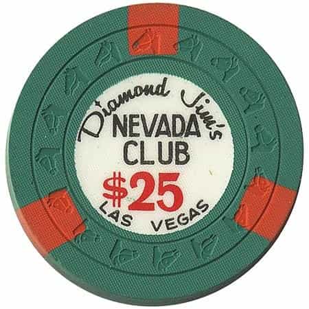 Nevada Club Diamond Jim's Casino Las Vegas Nevada $25 Chip 1963
