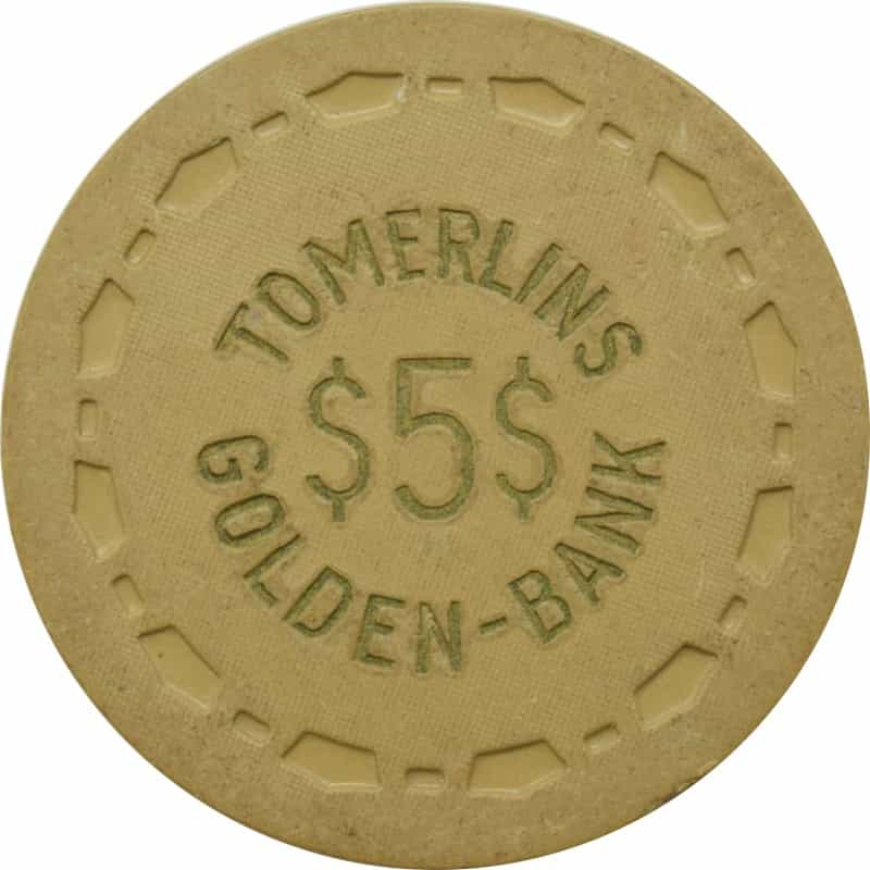 Tomerlin's Golden Bank Club Reno Nevada $5 Chip 1950s