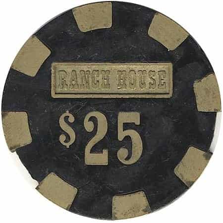 Ranch House Casino Wells Nevada $25 Damaged Chip 1980