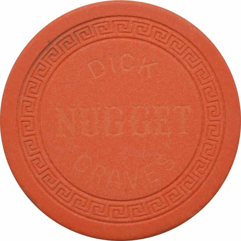 Dick Graves' Nugget Casino Sparks Nevada Orange Roulette Chip 1950s