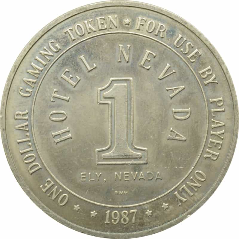 Hotel Nevada Casino Ely Nevada $1 Token 1987