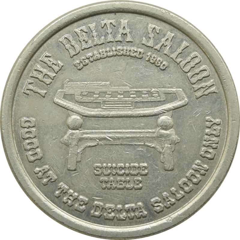 Delta Saloon Casino Virginia City Nv $1 "Suicide Table" Token 1979