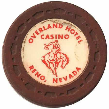 Overland Hotel Casino Reno Nevada Brown Roulette Chip 1968