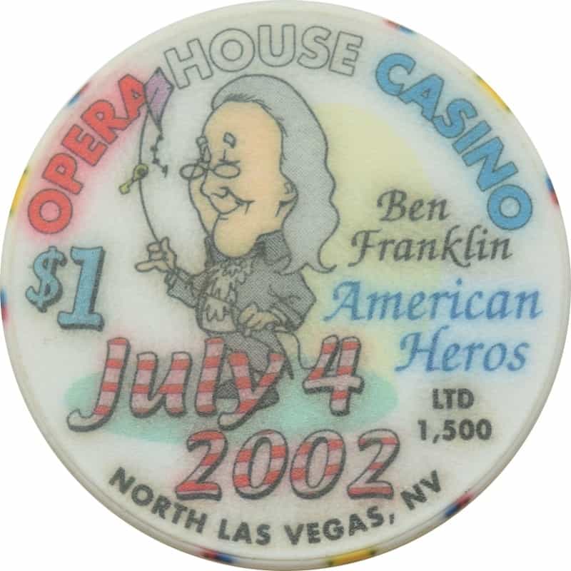 Opera House Casino N. Las Vegas Nevada $1 Ben Franklin July 4Th Chip 2002