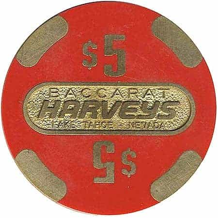 Harvey's Casino Lake Tahoe Nevada $5 Baccarat Chip 1986 43Mm